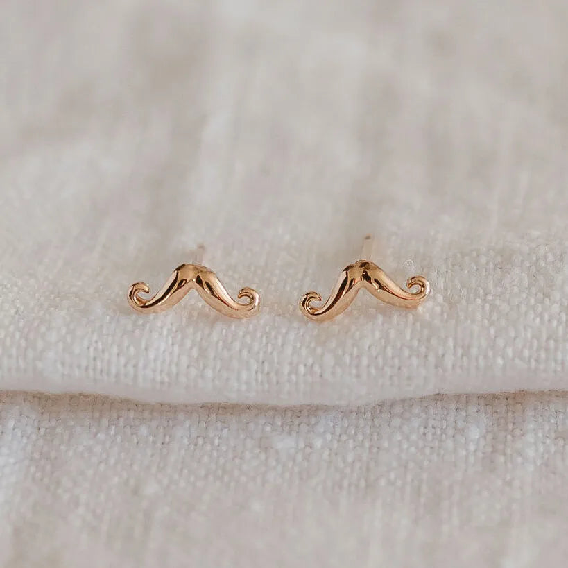 MISS TASH - Gold Moustache Stud Earrings