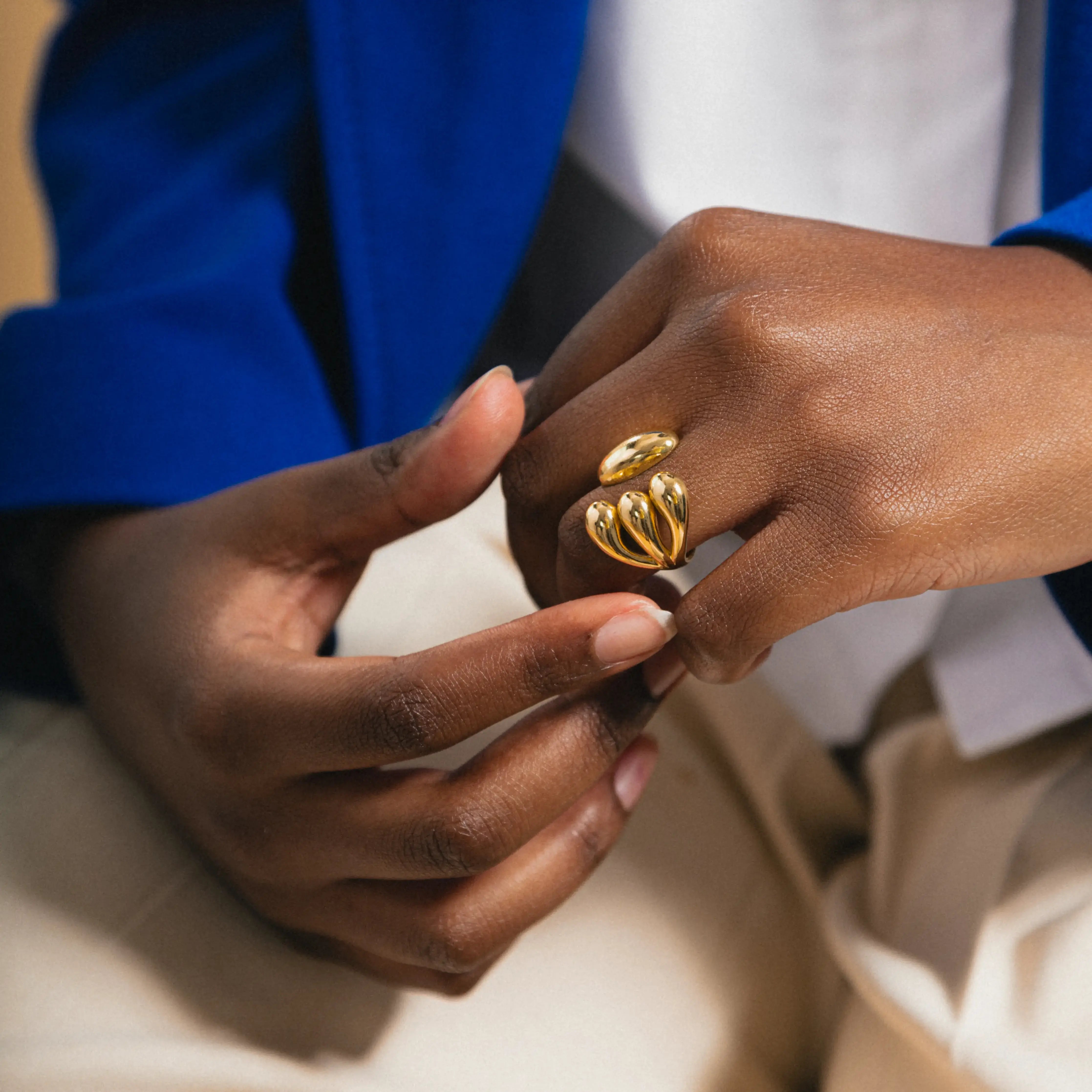 THE AMY RING - Gold Statement Open Ring