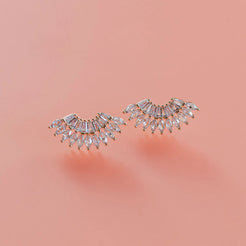 curved crystal stud earring 