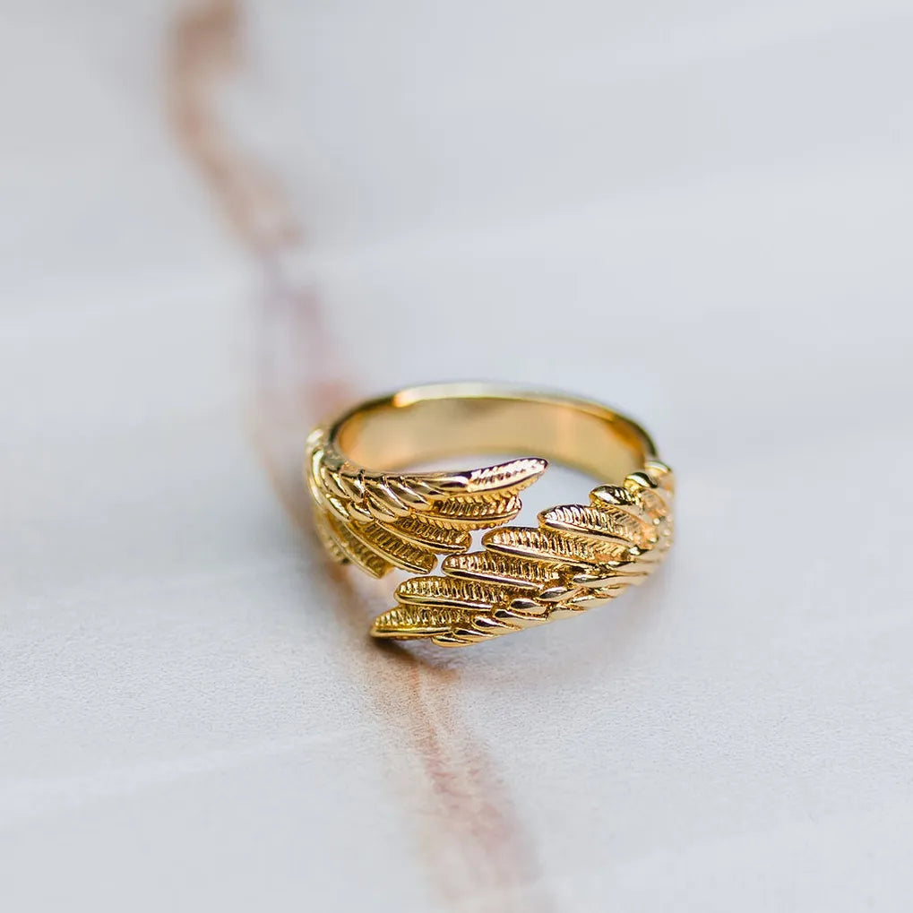 angel wing gold ring 