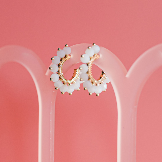 THE CATHERINE - Glass Beaded Small Hoops