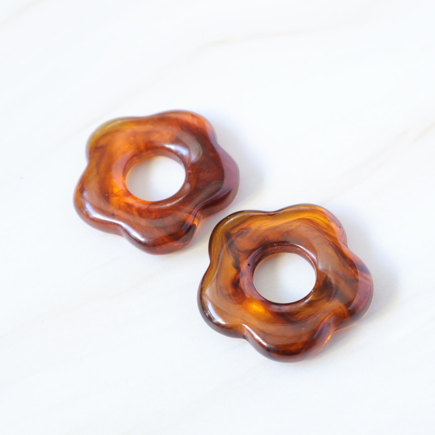 brown  flower earring hoops charms 