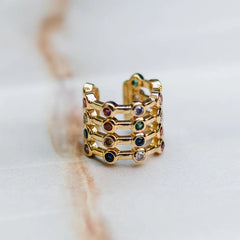 CROWN CUFF - Gold Cuff with Coloured Jewels