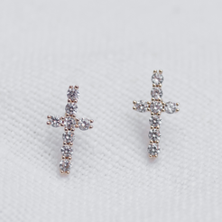 cross shaped studs with cubic zirconia