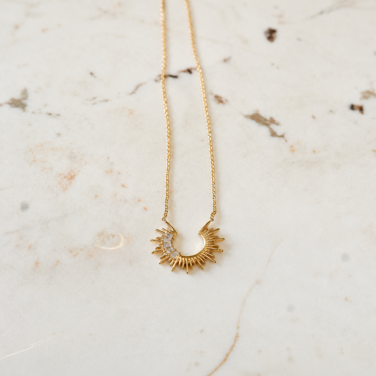 Gold Sunburst Pendant Necklace - THE LYRA