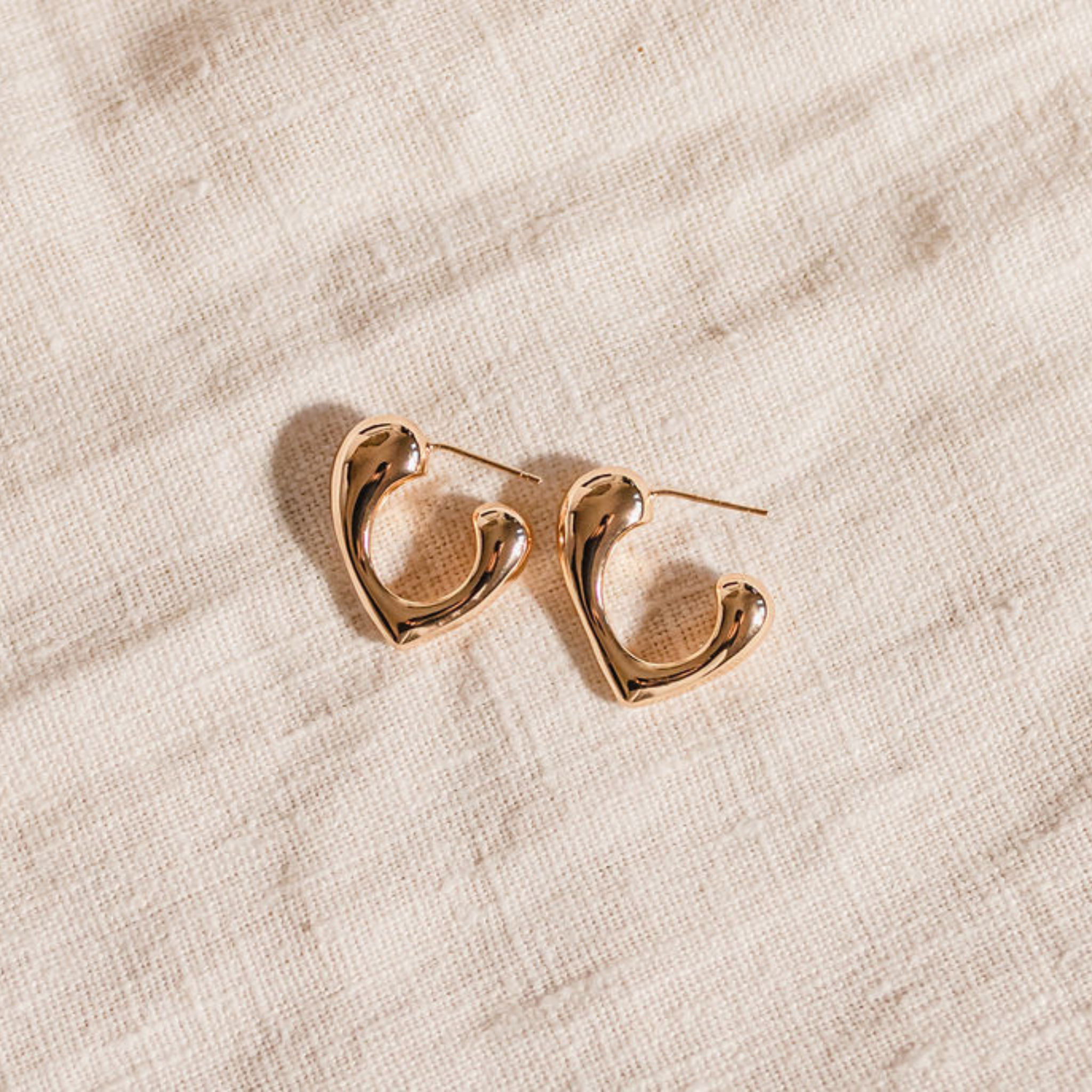 SWEET HEART HOOP - Heart Shaped Chunky Gold Hoop