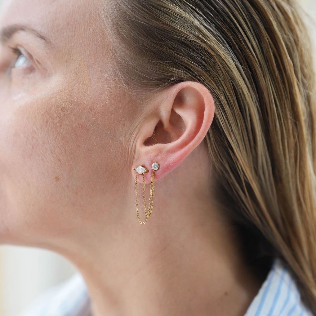 Double stud chain earrings 