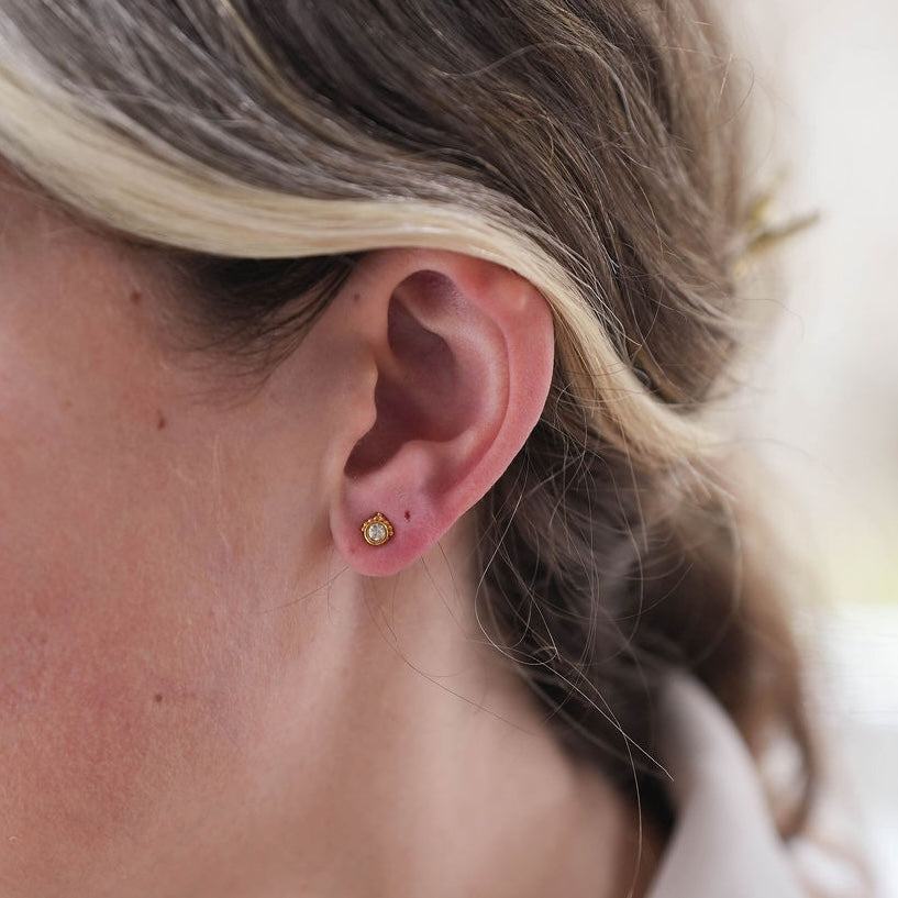 Gold Teardrop Crystal Stud Earrings