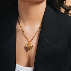 THE GOLDIE NECKLACE - Large 4D 24k Gold Heart Pendant Necklace