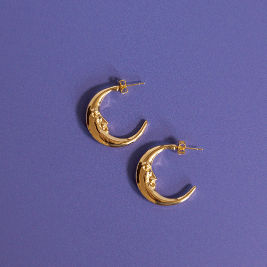 MOON DREAM - Crescent Moon Gold Earrings