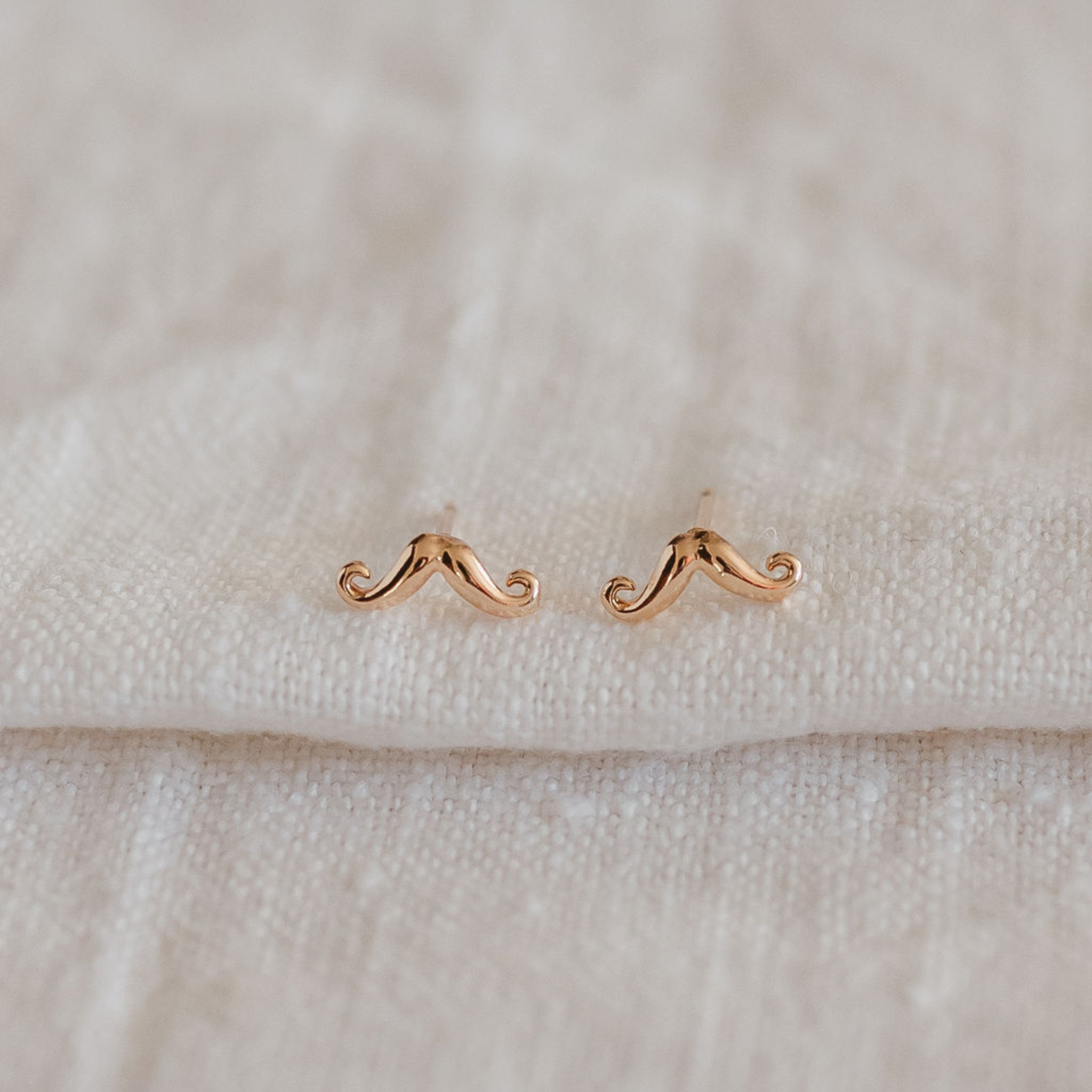 MISS TASH - Gold Moustache Stud Earrings