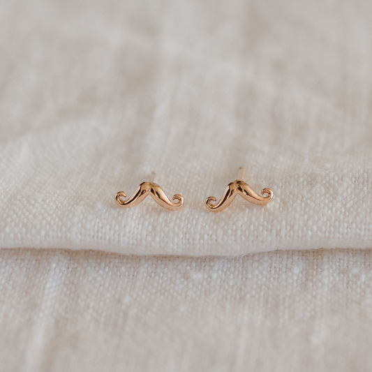 MISS TASH - Gold Moustache Stud Earrings