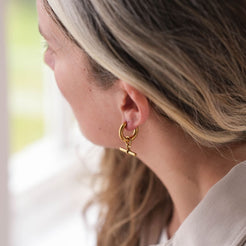 Gold T-bar huggie hoops