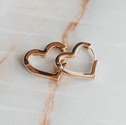 gold heart hoops