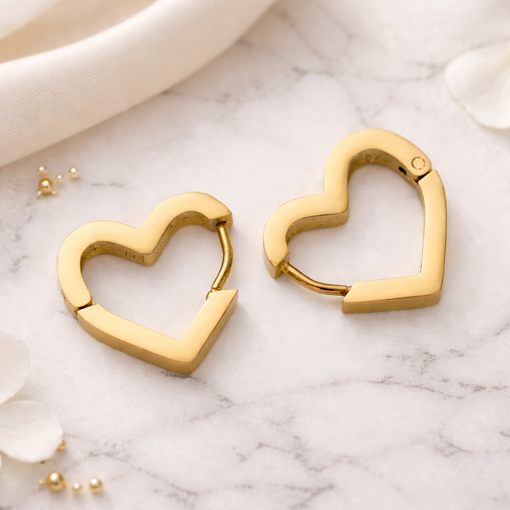 gold heart hoop earrings