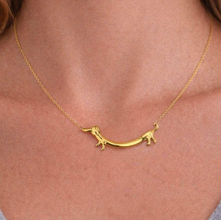 THE BINXY NECKLACE  - Gold Sausage Dog Necklace