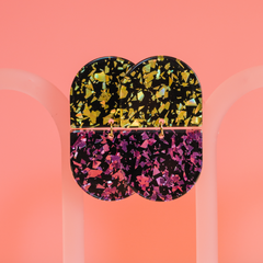 THE PAT - Gold and Pink Sparkle Combination Statement Earring