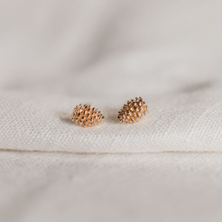 Gold pinecone stud earrings