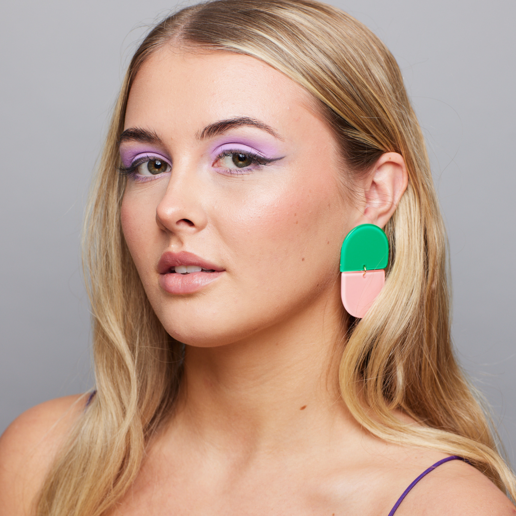 THE CHLOE - Pink and Green Combination Statement Earring