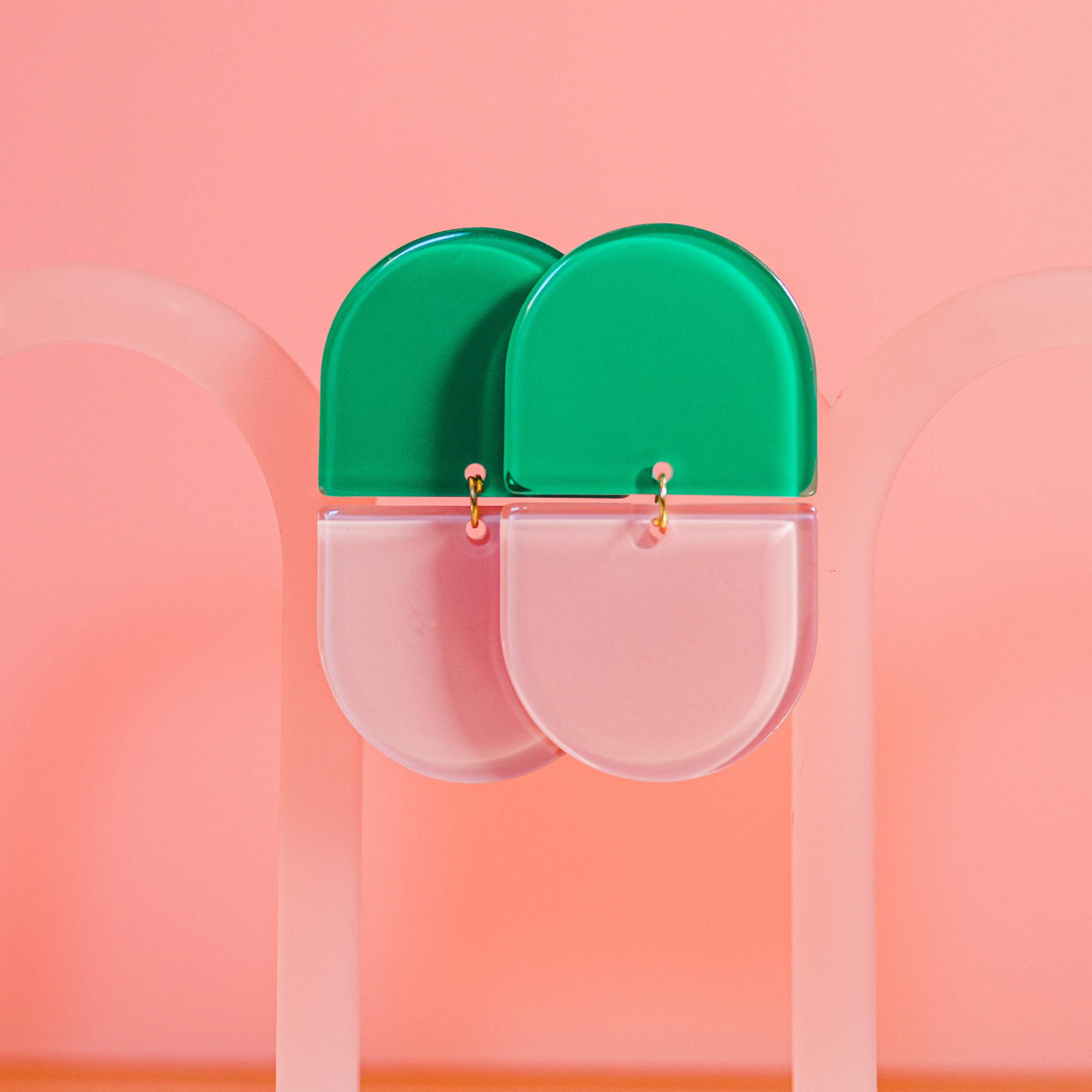 THE CHLOE - Pink and Green Combination Statement Earring