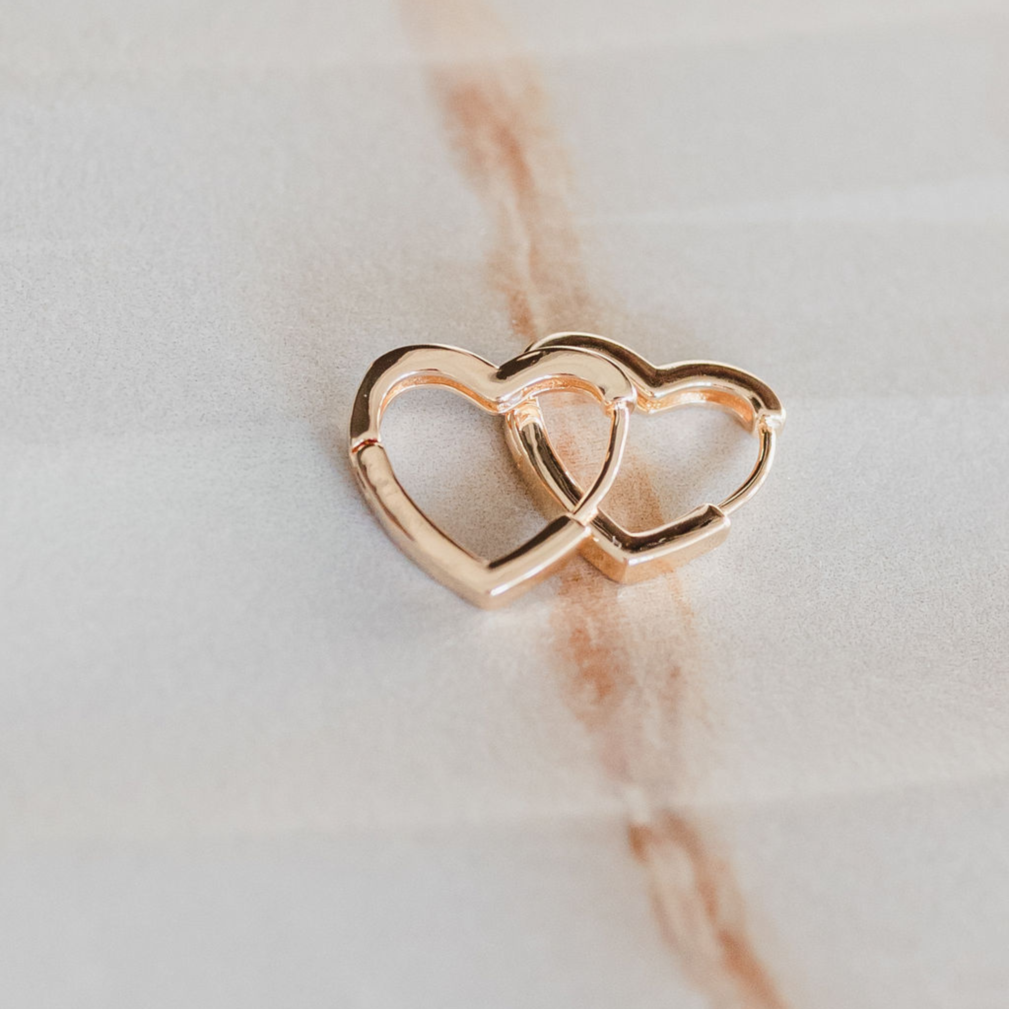 I HEART YOU - Small Heart Shaped Gold Hoops