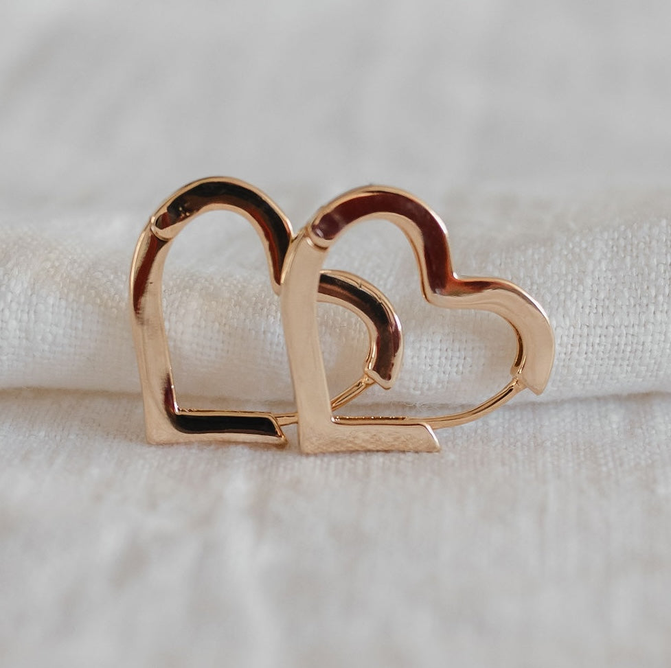 I HEART YOU - Gold Heart Hoops