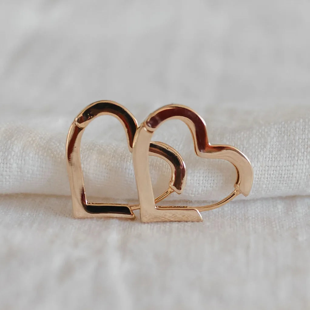 heart shaped gold hoop earrings