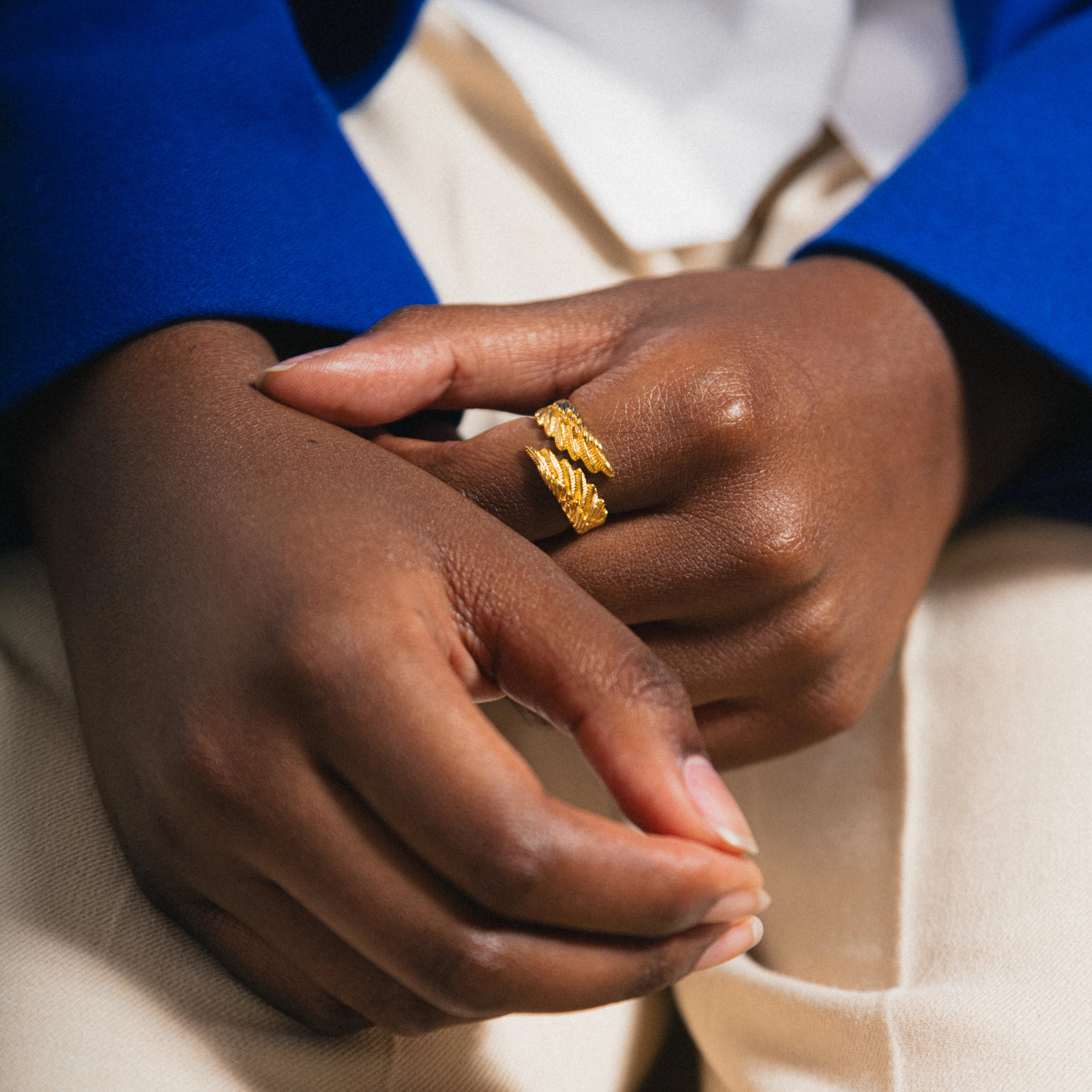 THE JAMIE LEE RING - Gold Angel Wing Adjustable Ring