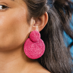 Large Circular Raffia earrings