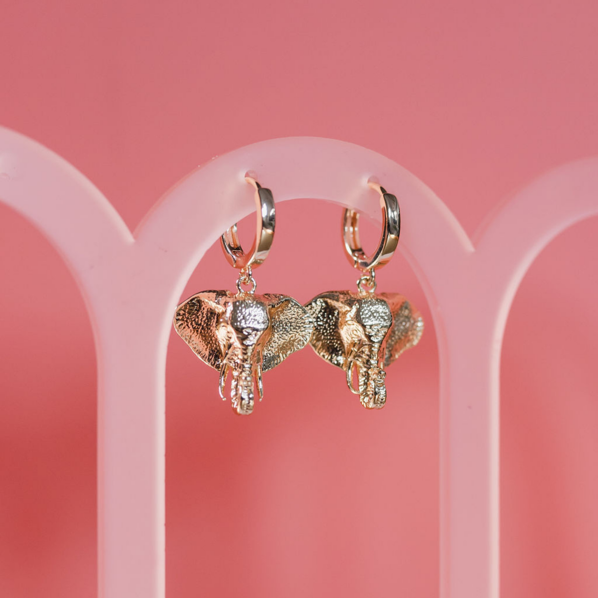 Gold elephant drop hoop Huggies 