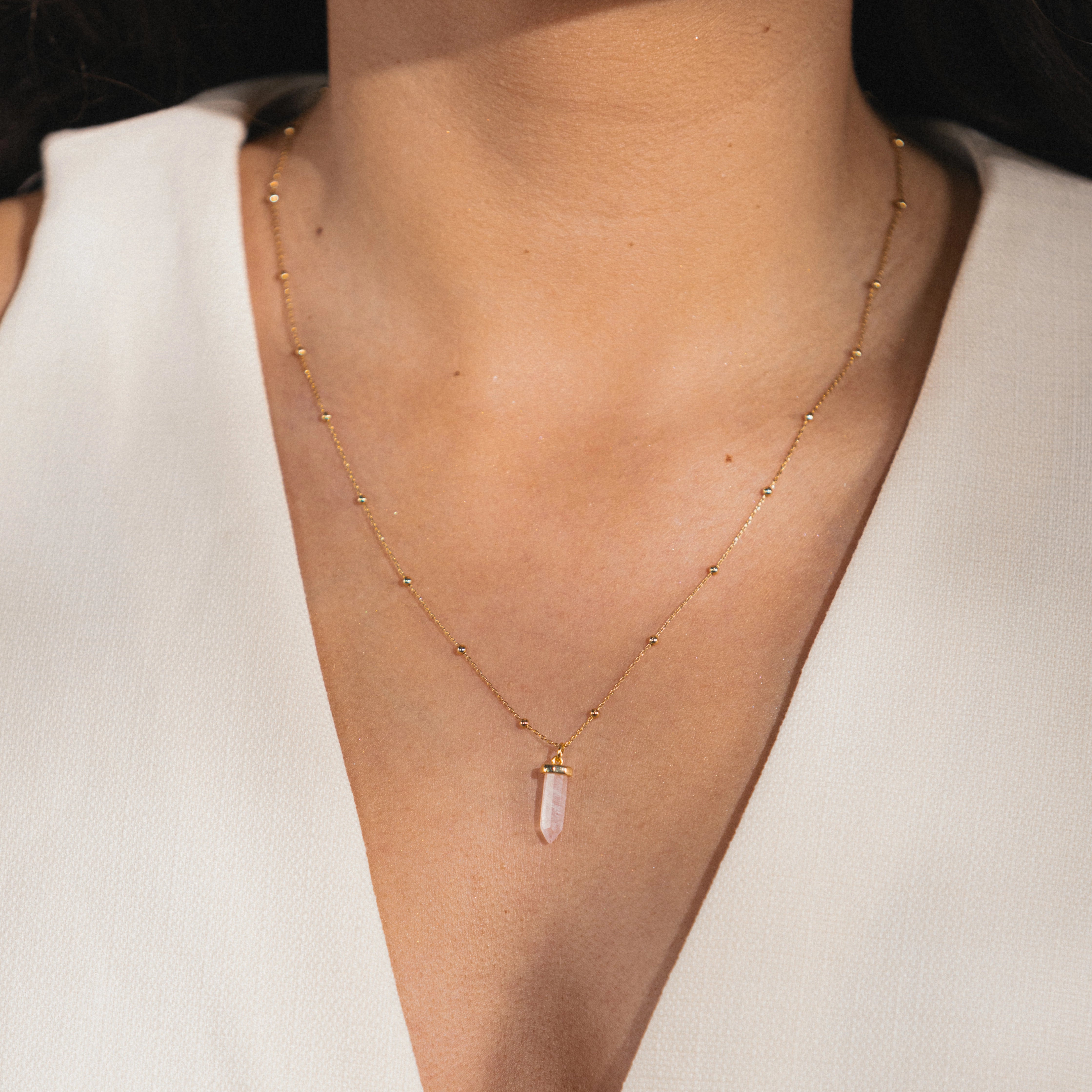 rose quartz pendant necklace 