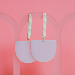 THE BAILEY - Light Pink Semi-Circle Drop on a Muted Textured Gold Bar