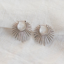 white gold spikey sun hoops