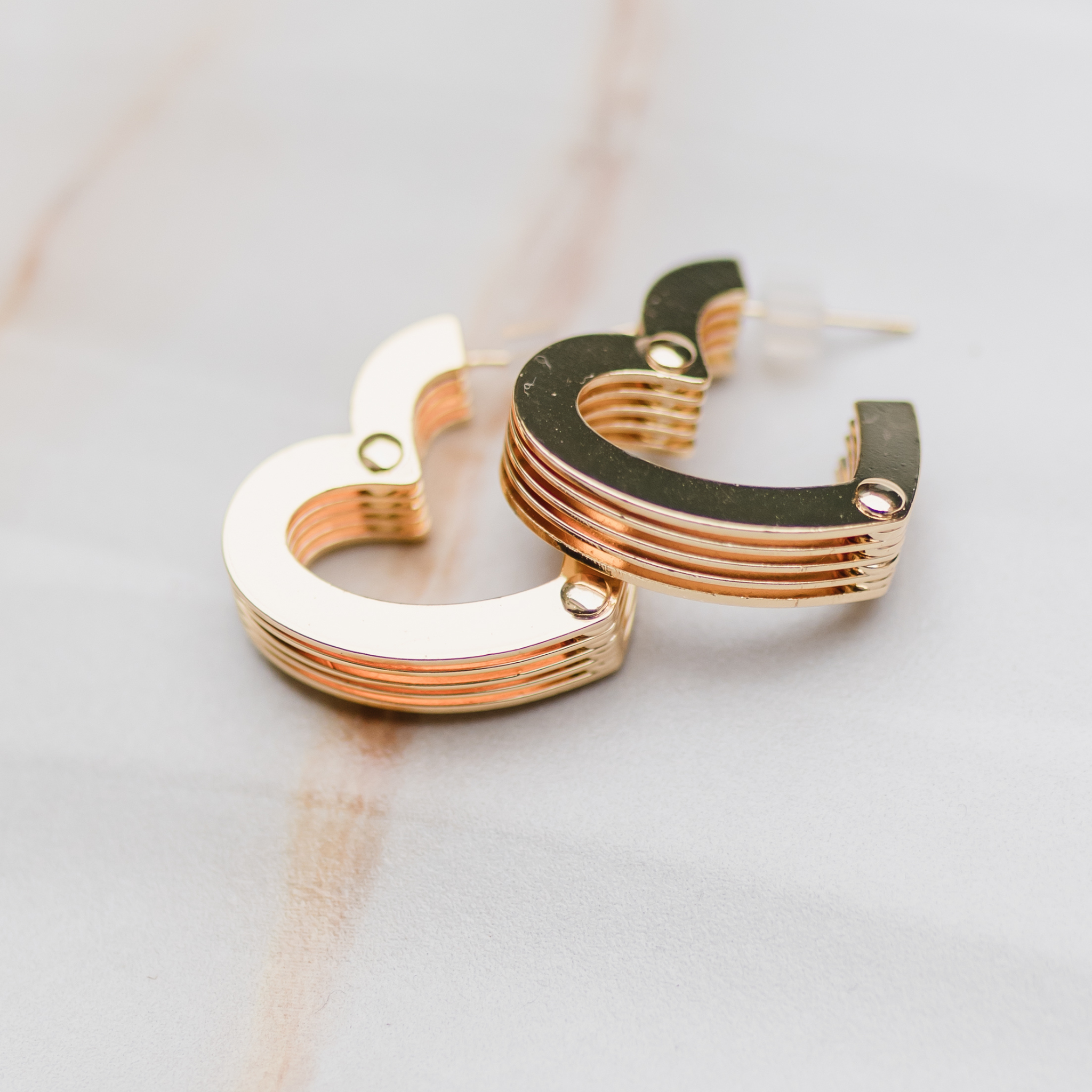 THE HARIETTE- Chunky Layered Heart Shaped Hoop Earrings