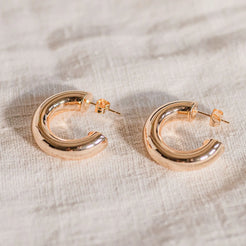 gold chunky medium size hoop earrings