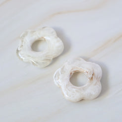 White flower earring hoops charms 