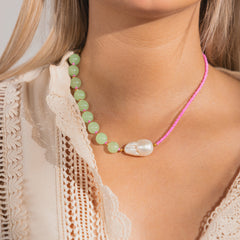 LUCKY GLEAM - Aventurine gemstone necklace with Pearl