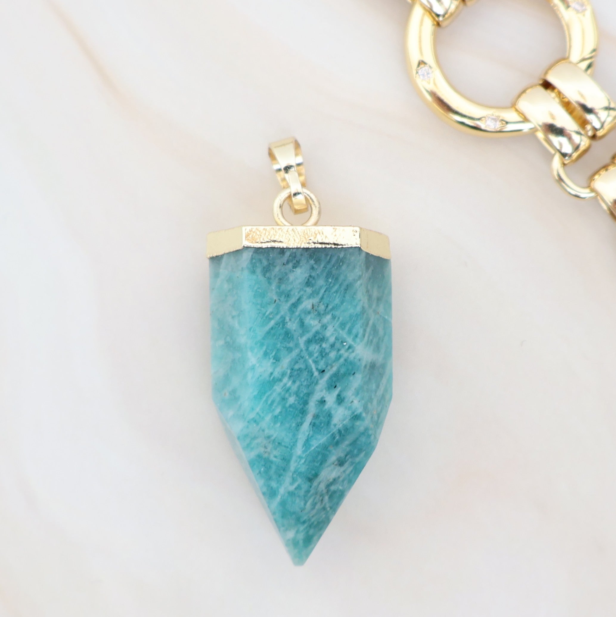 amazonite charm gold