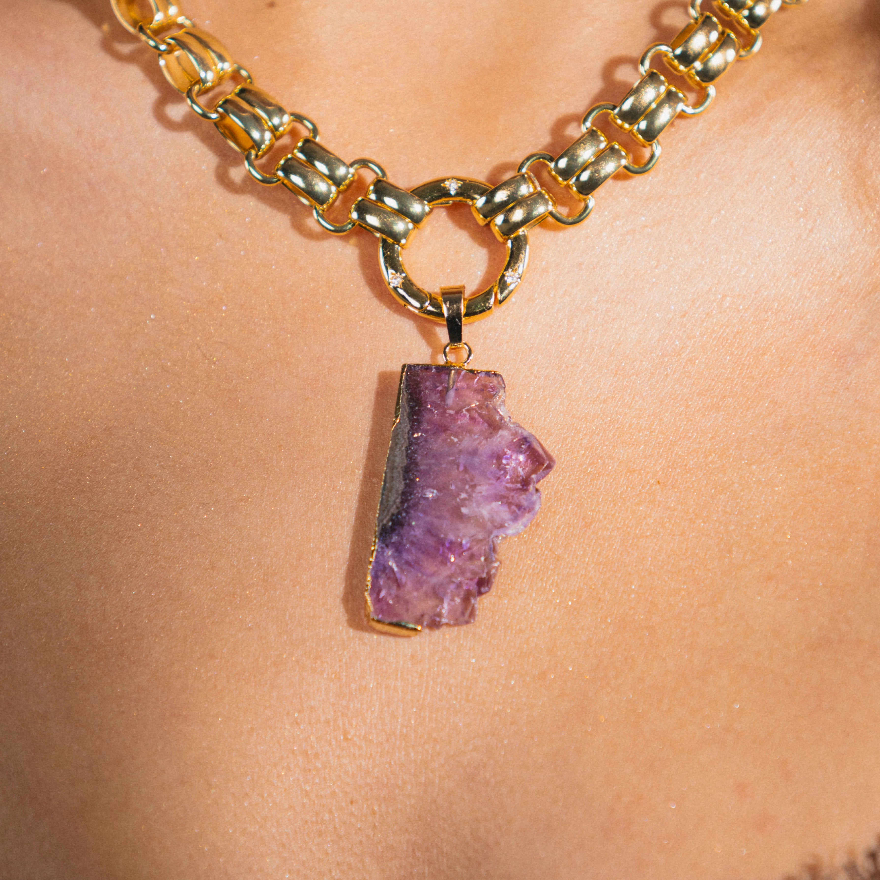 amethyst neckalce pendant charm 