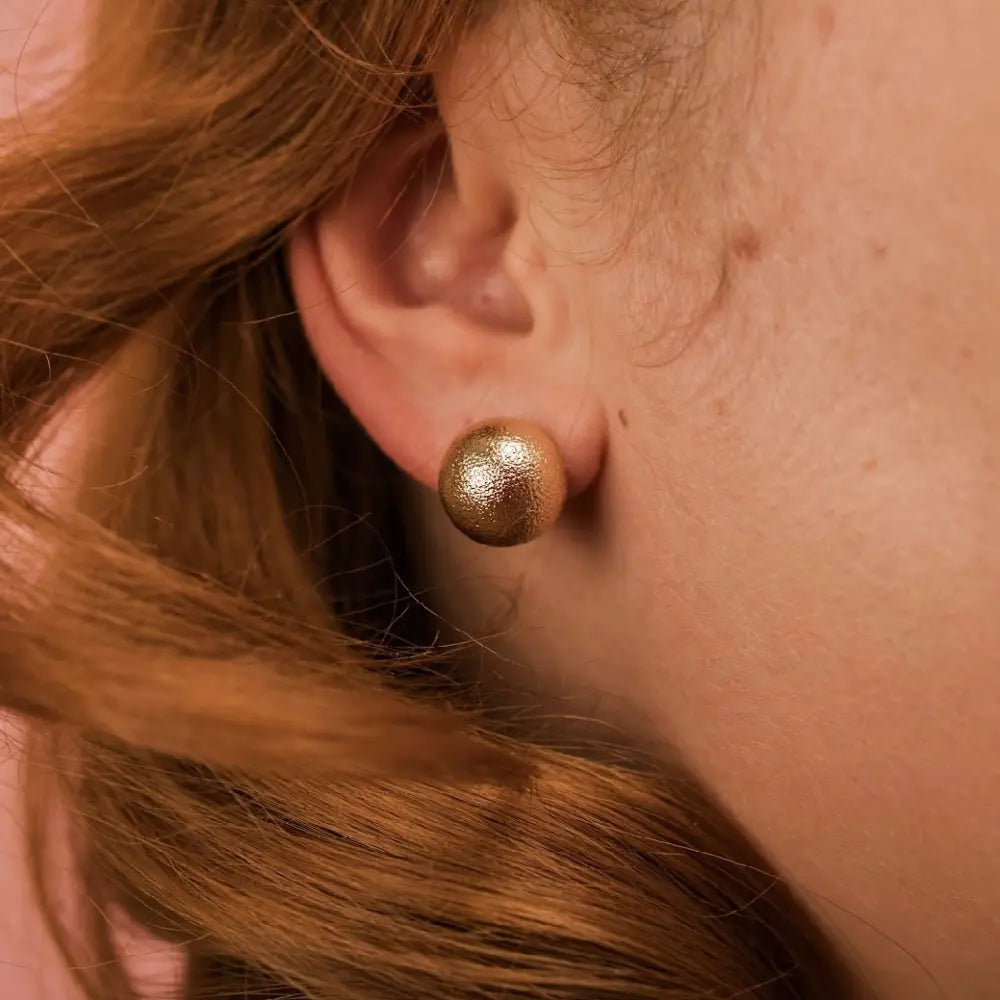 gold textured ball earrings