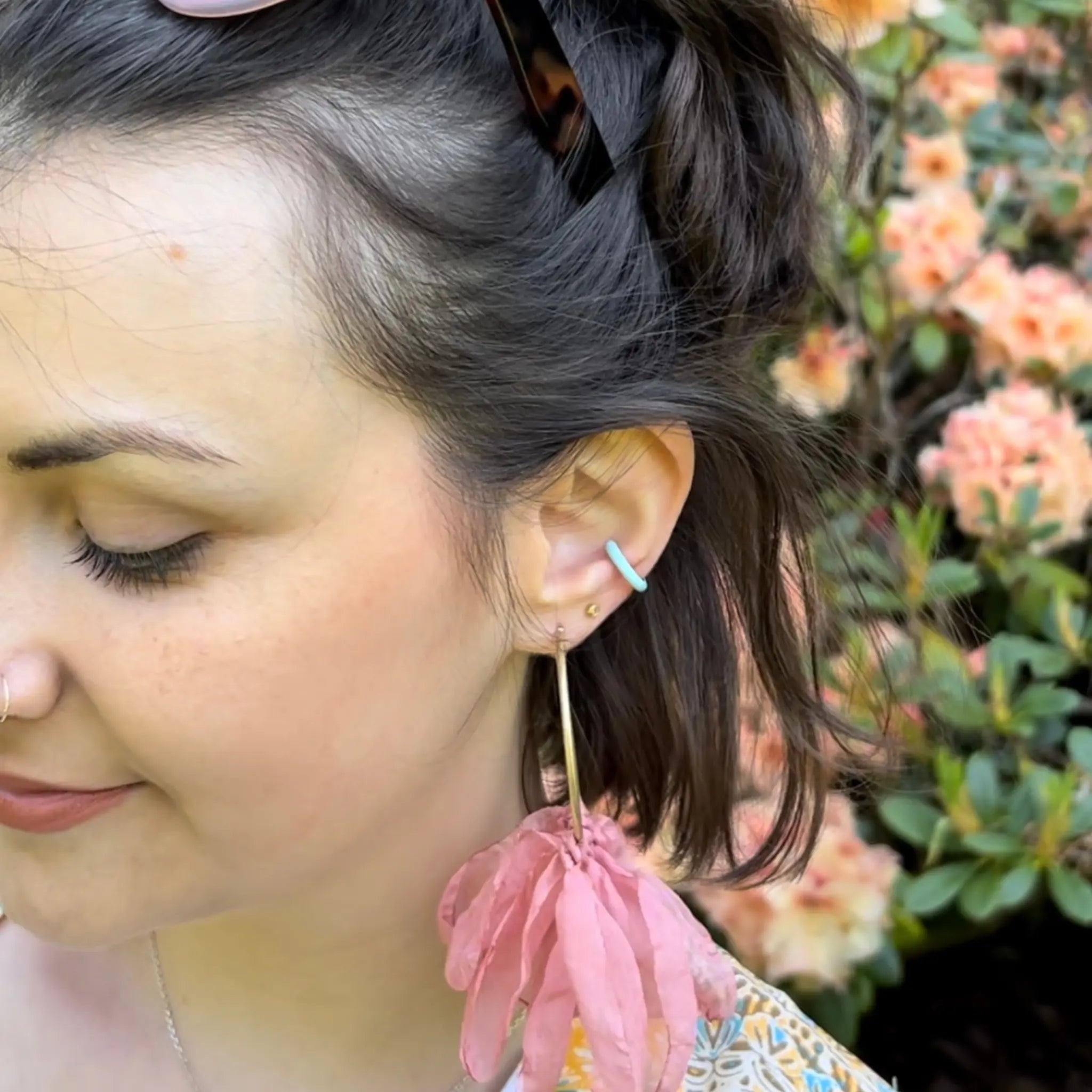 blue enamel and gold ear cuff