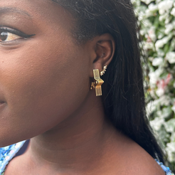 Gold chunky layered star hoop earring