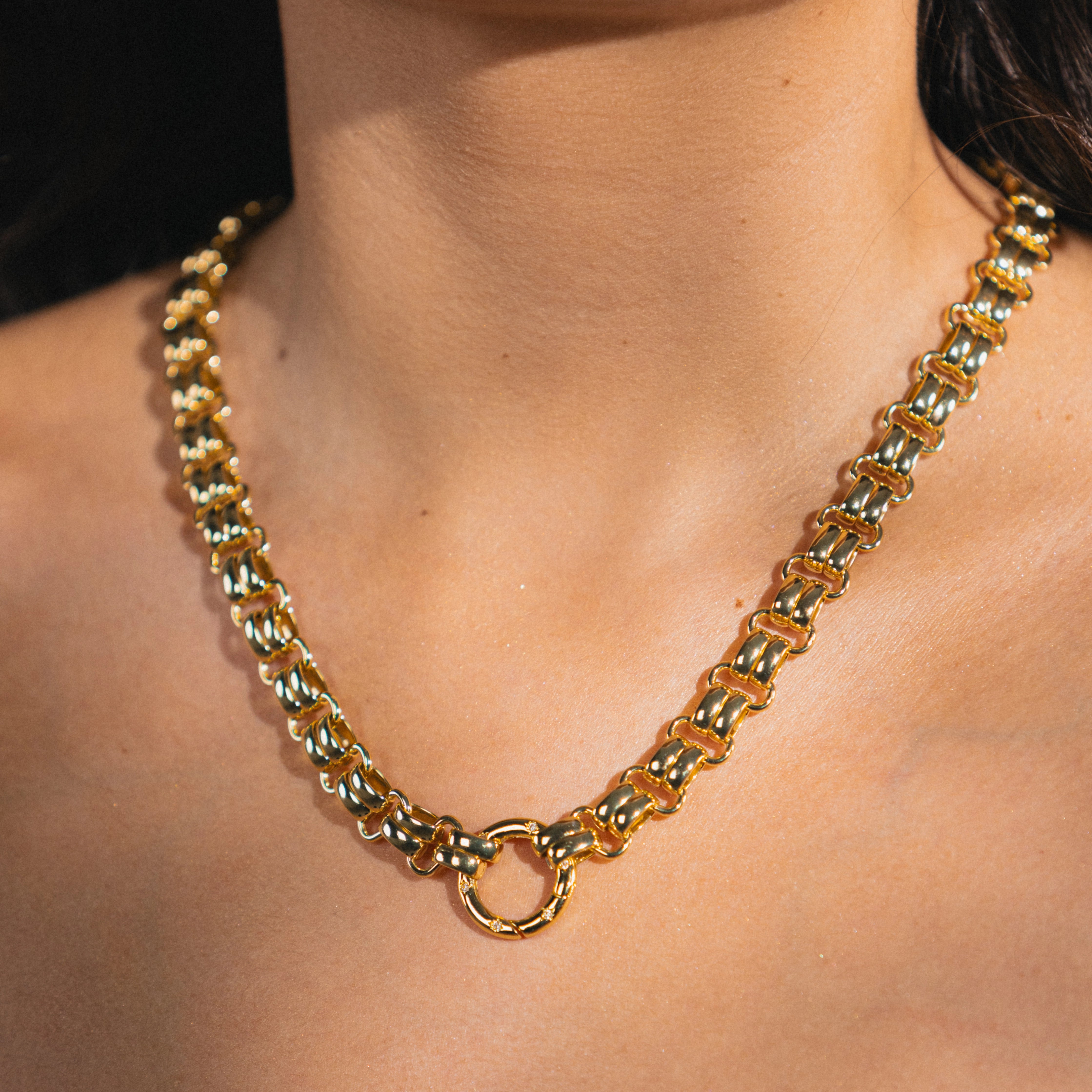 chunky gold necklace for charm pendants 