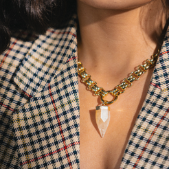 chunky gold necklace with citrine pendant 