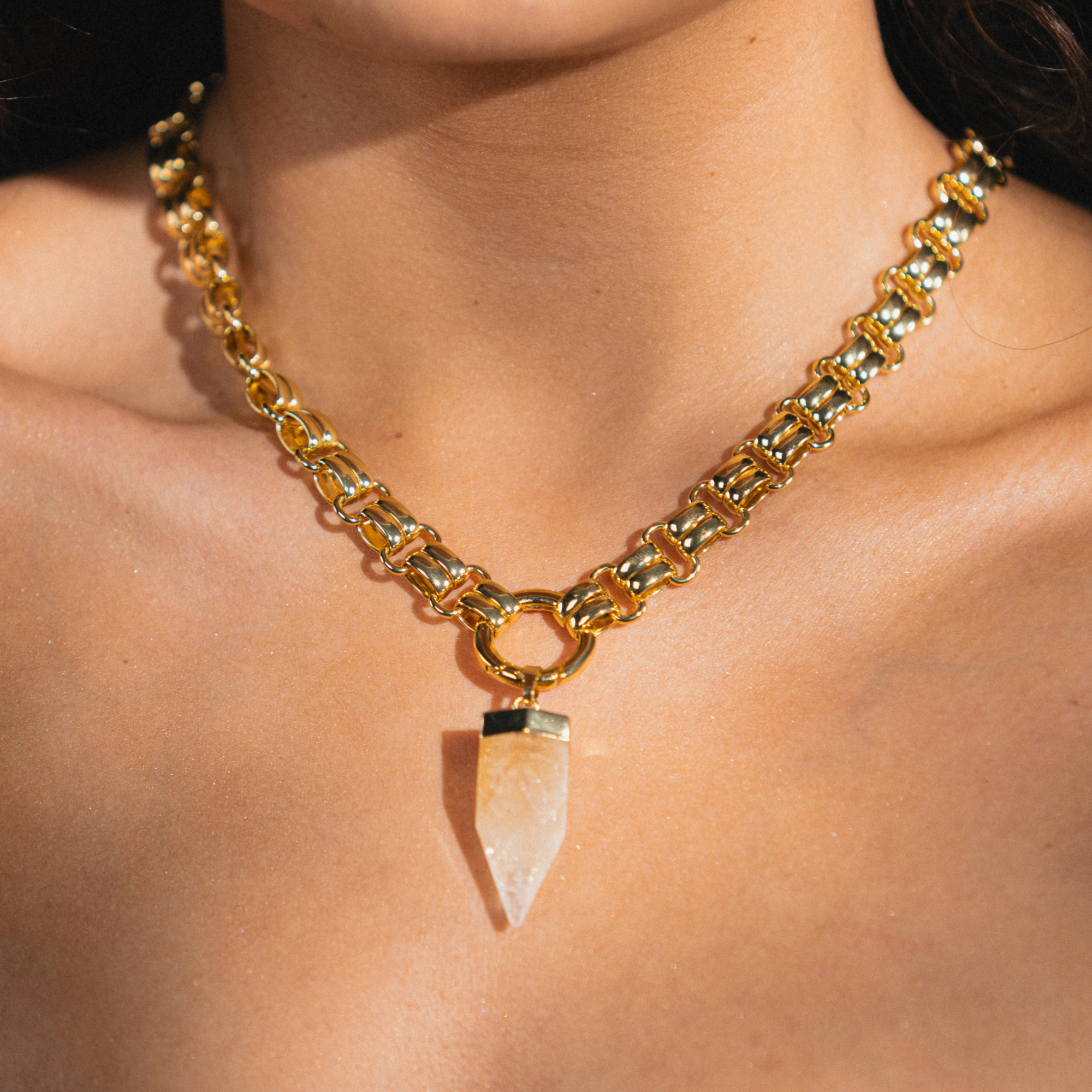THE MABEL SOULFLARE - The Mabel necklace with a chunky point pendant of Citrine gemstone