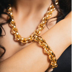 VALERIE CHUNKY NECKLACE & BRACELET SET - 24K GOLD PLATED