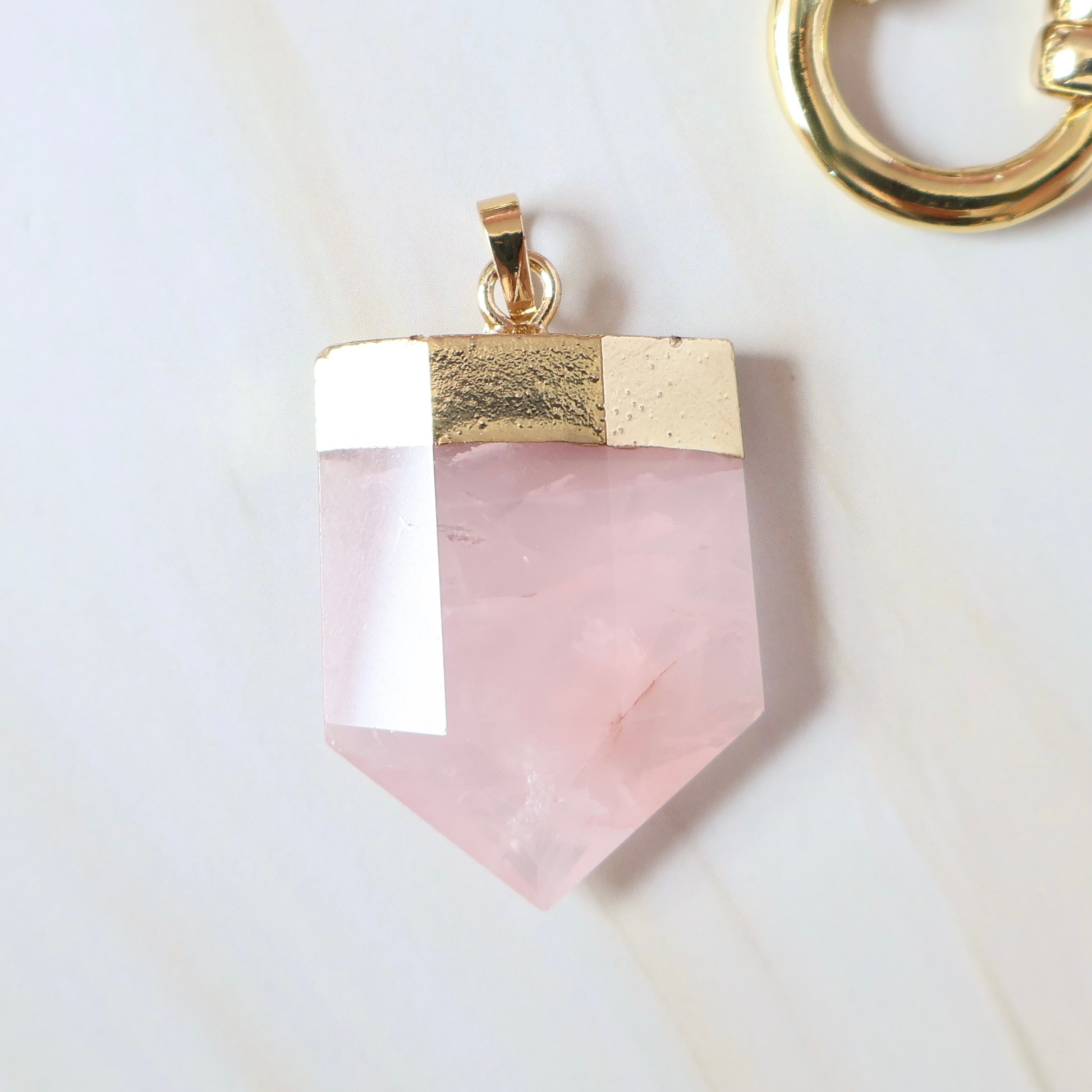 chunky rose quartz pendant 