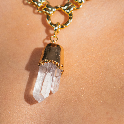 clear quartz gemstone charm