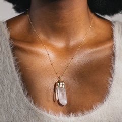 AMPLIFY MY ENERGY - Statement Gemstone Necklace with Chunky Crystal Cluster of Clear Quartz