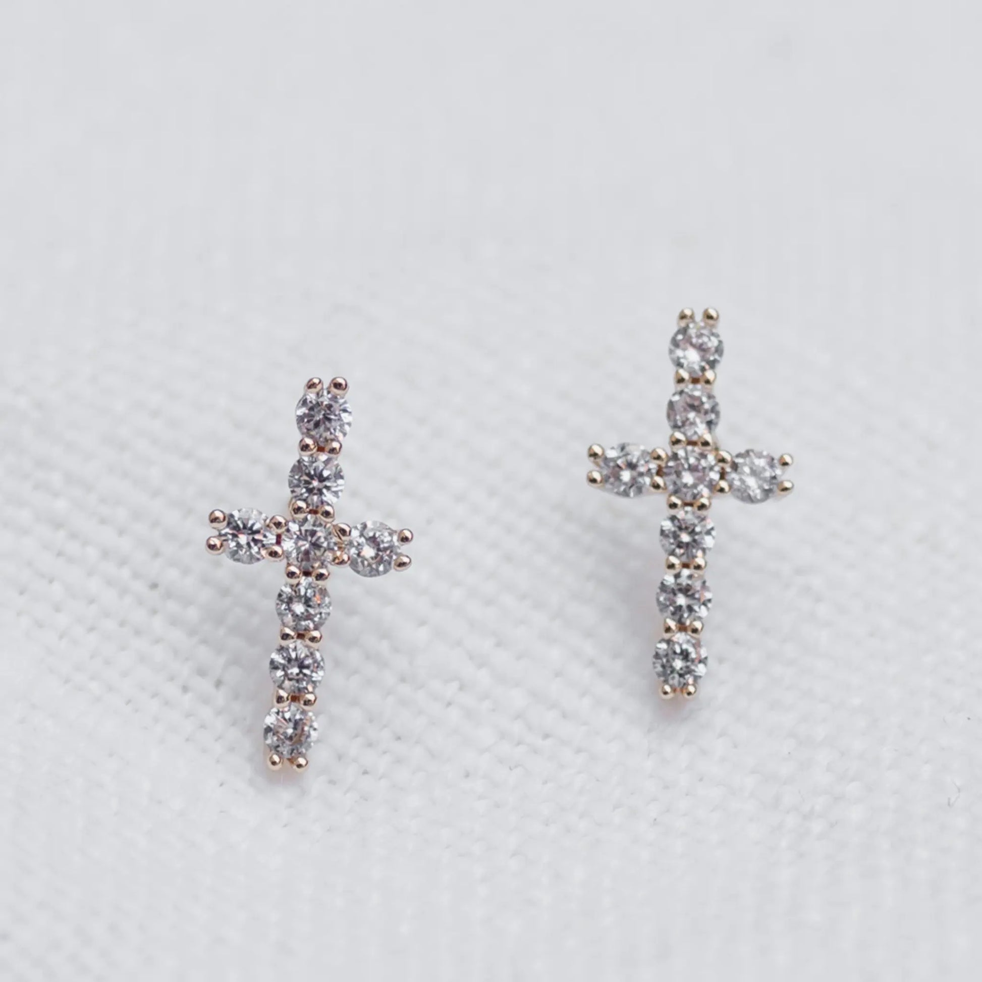 CZ paved cross stud earrings 